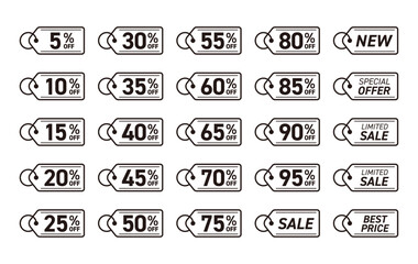 セールタグ・割引アイコンセット（25種類・シンプル）