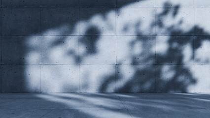 Abstract shadows falling on empty concrete wall and floor