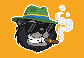 Cool gaming mascot character with fedora and cigar - Gaming logo - Gaming Mascot - esport mascot stock illustration
