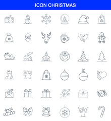 Fototapeta premium Collection of Christmas icons in minimalist line art style 