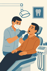 a dentist examines a patient