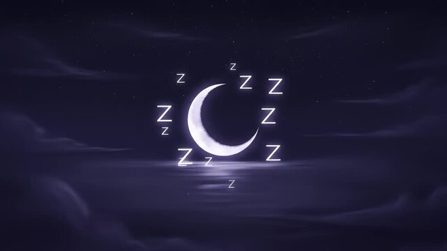 Crescent moon sleepy zzz night sky dreamy reflection