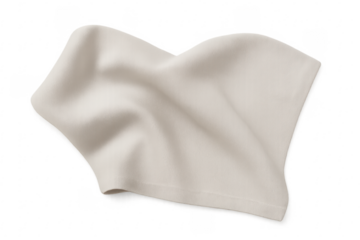 Crumpled white fabric cloth napkin on transparent background