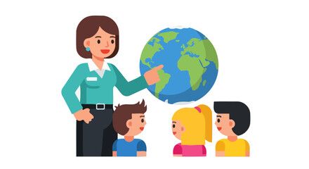 A Teacher Discusses Global Geography With Students During An Educational Lesson