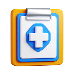 Fototapeta premium Medical clipboard with a cross symbol in 3D render