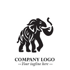 Majestic Elephant Logo Symbol in Black on White Background with Elegant Minimalist Modern Design