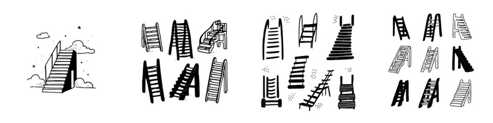 Hand drawn stairs and ladders in doodle sketch style © Andrei
