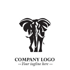 Majestic Elephant Logo Symbol in Black on White Background with Elegant Minimalist Modern Design