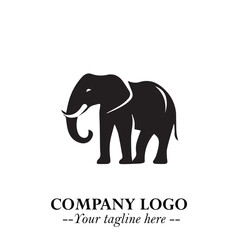 Majestic Elephant Logo Symbol in Black on White Background with Elegant Minimalist Modern Design