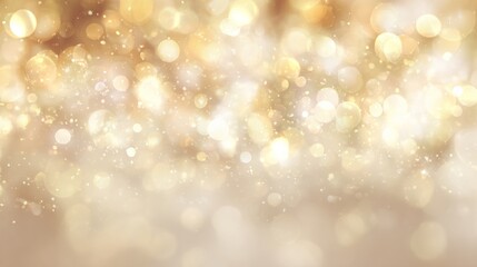 Elegant happy new year background with glowing bokeh lights in gold and champagne for holiday cards