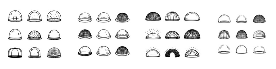 Hand drawn outline collection of various dome and cloche shapes © Andrei
