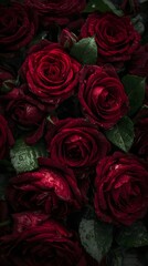 Fototapeta premium Deep Red Roses A Luxurious and Romantic Bloom Collection for Special Occasions