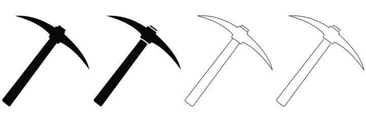 Set of Mining Pickaxe Icons — Hand Drawn Geological and Construction Tools Vector Collection