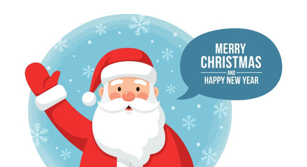 Santa Claus Illustration with Christmas and New Year Greetings for Festive Holiday Season