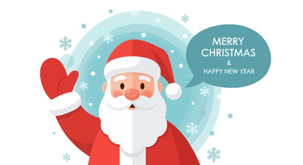 Santa Claus Wishes Merry Christmas and Happy New Year in Festive Illustration