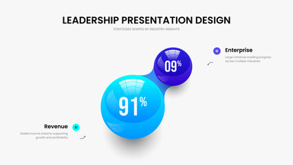Elegant Strategy Two Element Graph Presentation Template. Modern Insight Frame Design Vector Illustration. Product Profile 2 Step Diagram Slideshow Layout.