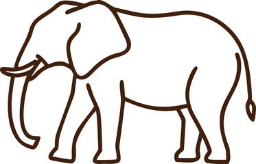 Minimalist Elephant Line Drawing – Bold Continuous Outline Animal Illustration for Educational, Design, and Kids Projects