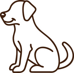 Minimalist Line Art of Sitting Dog – Cute Pet Silhouette for Branding, Education, and Kids' Activities
