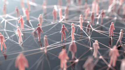 network of people growing rapidly into a social media or community with internet referral and multi level marketing business concept