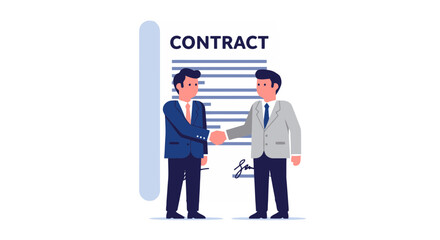 Business Colleagues Concluding Contract Deal Agreement Handshake Illustration Over Contract
