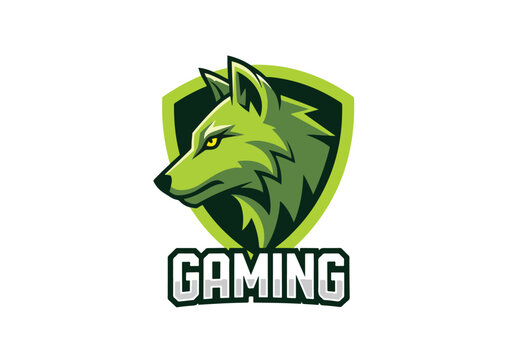 Aggressive green wolf gaming mascot logo design - Gaming logo - Gaming Mascot - esport mascot stock illustration