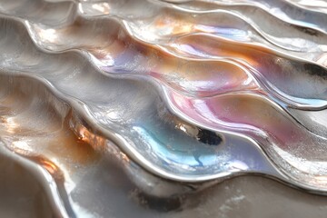 Elegant metallic waves with shimmering light reflections