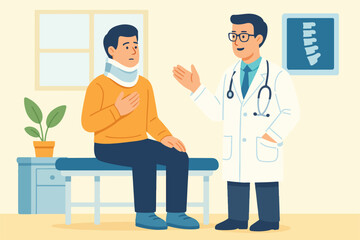 vector illustration a doctor is examining a patient