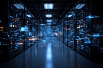 Photorealistic image of a futuristic lab focusing on Connectivity optimization between Modem and Server, Monitoring issue prevention, and Recovery automation