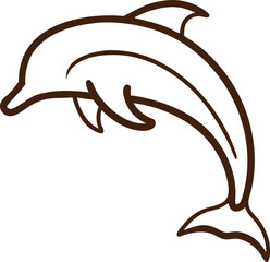Minimalist Dolphin Icon – Clean Line Art of Leaping Marine Mammal for Ocean, Wildlife, and Nature Themes