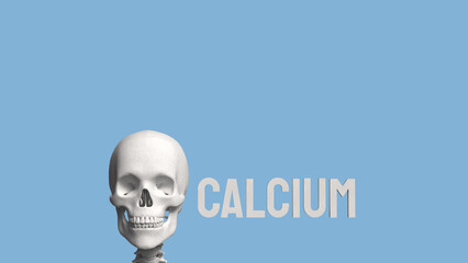 The Skeleton on blue Background for calcium concept 3d Rendering.