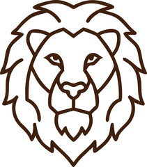 Majestic Lion Head Vector Icon – Bold, Symmetrical, Regal Line Art for Emblems, Logos, and Branding