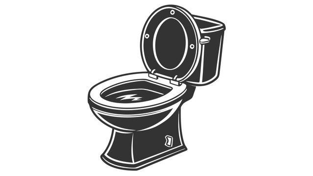 Modern toilet icon with open lid for bathroom design or plumbing services, clean and functional bathroom fixture.