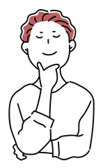 脳内設計に満足している男性のバストアップ_単色