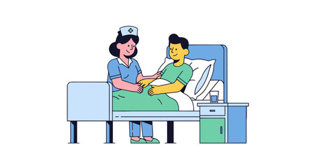 Compassionate Nurse Comforting Patient in Hospital Room Depicting Healthcare Support And Recovery