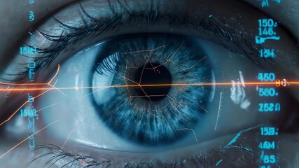 iris scan security, technician performs precise iris scan with security features in tense - Powered by Adobe