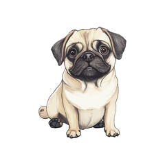 pug hand drawn vector illustration