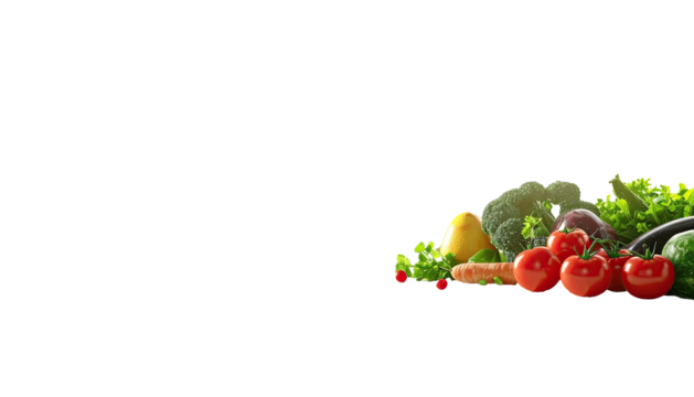 Colorful, fresh produce arranged, centered right on black