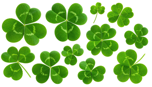 Lush green clover arrangement against a black background - Powered by Adobe