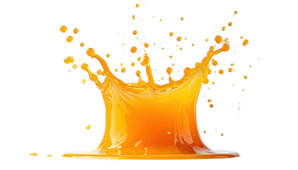 Orange liquid splash resembles a crown against black background