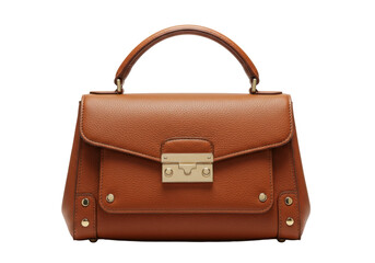 Isolated leather handbag, elegant brown top handle purse, fashion accessory, nobody here