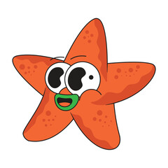 Cute starfish flat design cartoon icon illustration