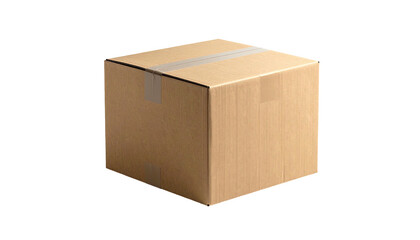 Square cardboard box with tape on black
