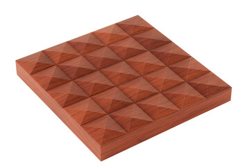 Isolated wooden panel with pyramid pattern for wall, home decoration, modern design