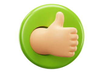 Isolated cartoon thumbs up hand gesture with green ring like icon good communication concept