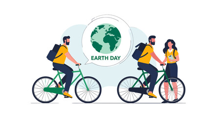Fototapeta premium Earth Day Celebration: Cycling Towards A Sustainable Future With Eco-Conscious Travel Goals