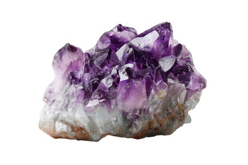 Purple amethyst cluster on white, gray matrix