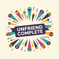 Minimal flat National Unfriend Day concept showing phone app unfriend tap, social connection break, profile icons removal, online declutter vector art