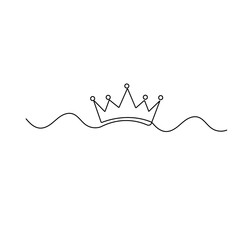 King crown icon  continuous one line drawing  outline vector illustration 
