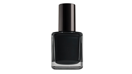 black nail polish bottle open cosmetic lacquer beauty product glossy manicure accessory makeup item isolated on white background