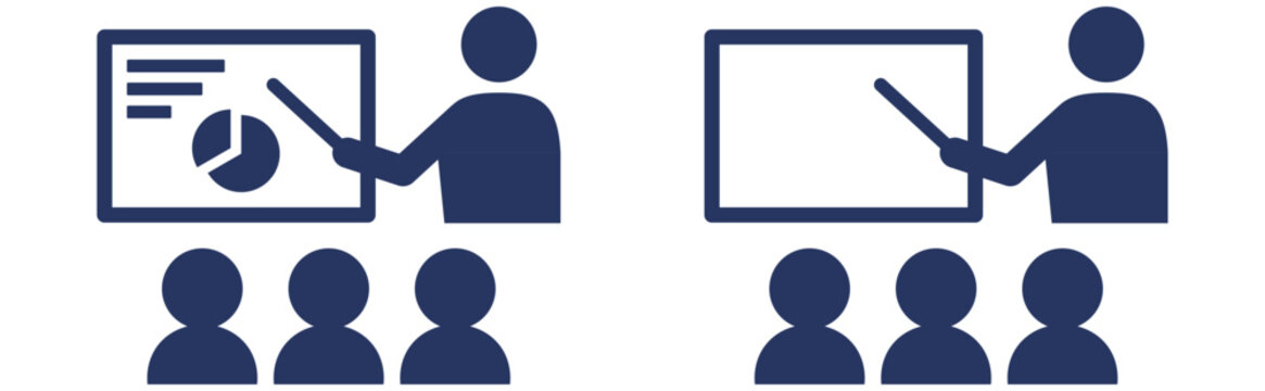 セミナー・プレゼンをするシンプルアイコンセット